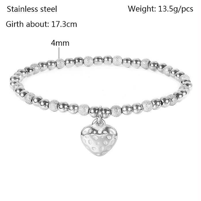 Fashion Heart Shape Stainless Steel Beaded Plating Bracelets 1 Piece