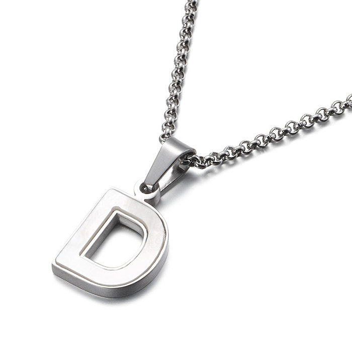 Simple Temperament Shell English Letter Necklace Stainless Steel  Clavicle Chain Wholesale