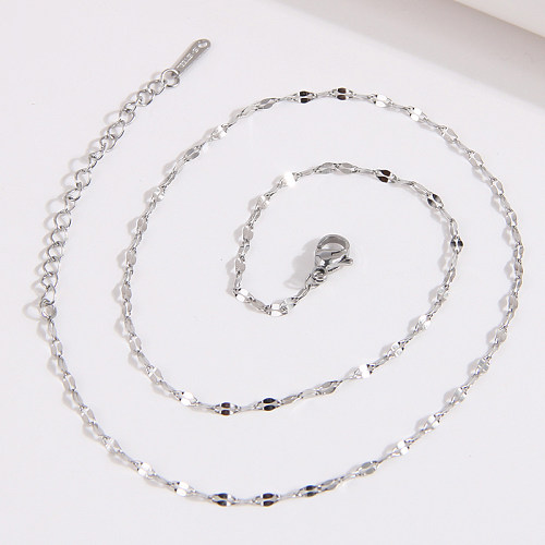 Simple Style Solid Color Stainless Steel  Necklace