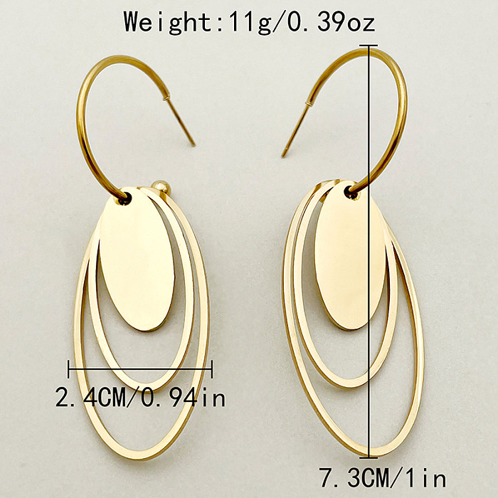1 Pair Casual Elegant Vintage Style Oval Polishing Plating Stainless Steel  Gold Plated Drop Earrings