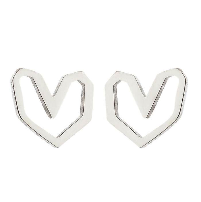 Damen-Ohrringe im schlichten Stil mit geometrischem Herz aus Edelstahl ohne eingelegte Ohrstecker aus Edelstahl