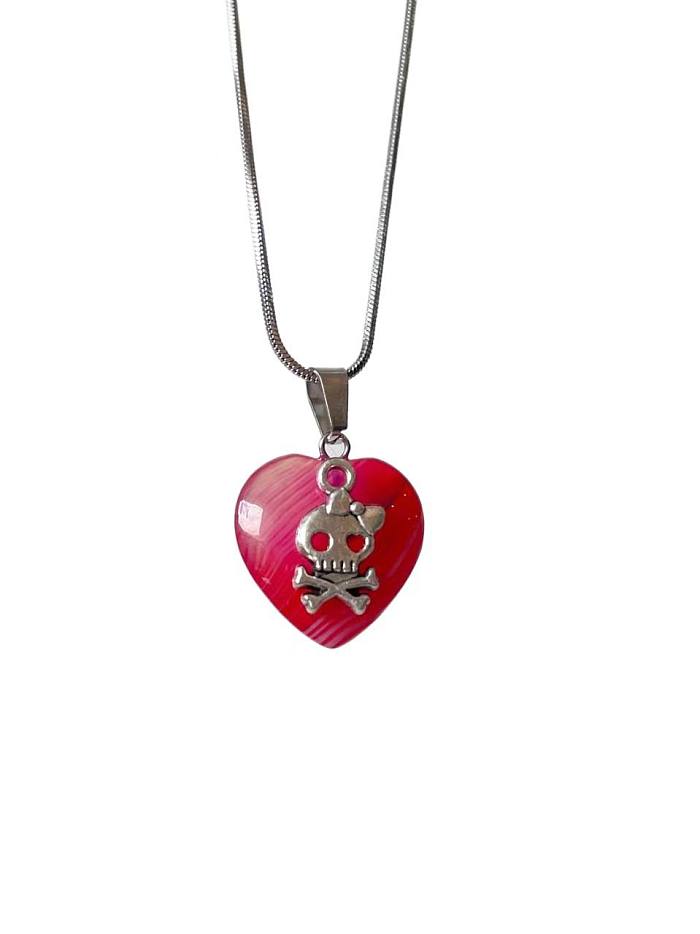 Funny Streetwear Heart Shape Skull Stainless Steel  Pendant Necklace