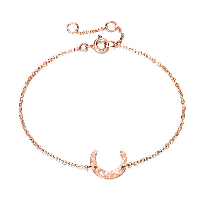 Bracelets plaqués en acier inoxydable avec lune irrégulière à la mode, 1 pièce