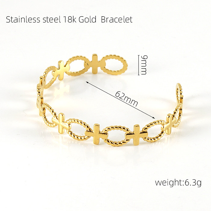 Wholesale INS Style Cross Snake Stainless Steel 18K Gold Plated Bangle