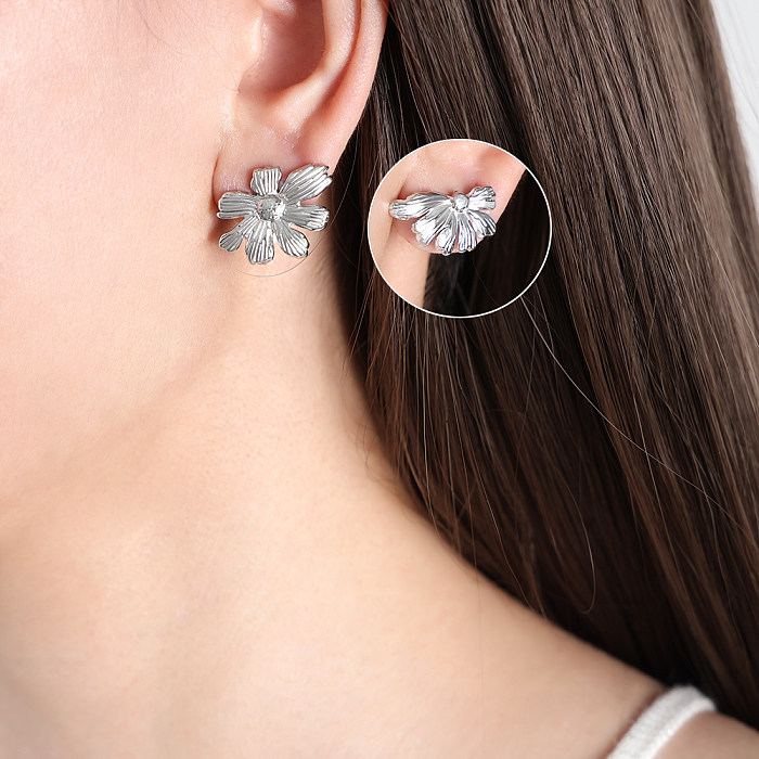 1 paire de clous d'oreilles en acier inoxydable plaqué or 18 carats, style vintage, style IG
