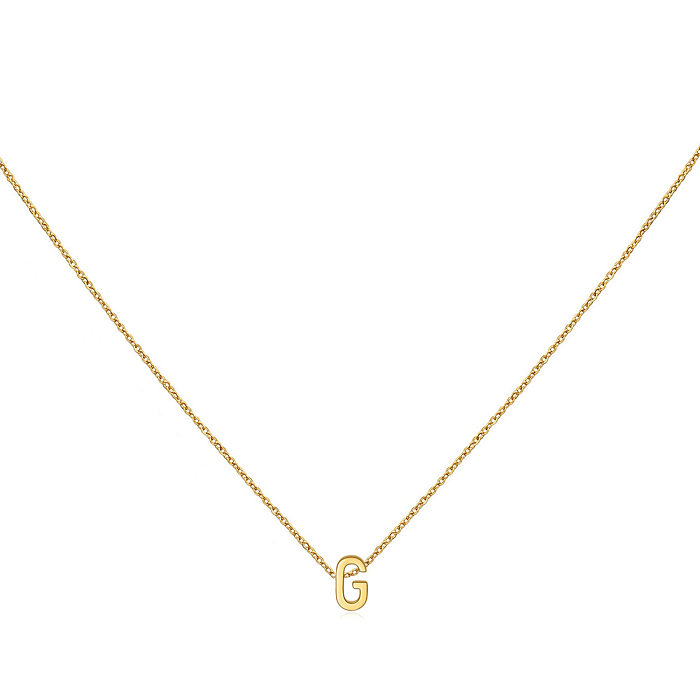 Collier pendentif plaqué or avec lettre de style simple en acier inoxydable