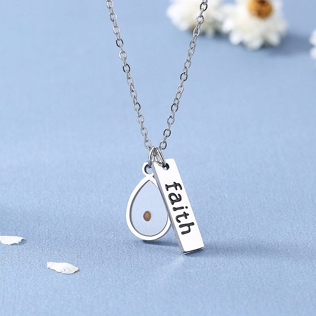 Elegant Romantic Simple Style Letter Water Droplets Stainless Steel Polishing Pendant Necklace