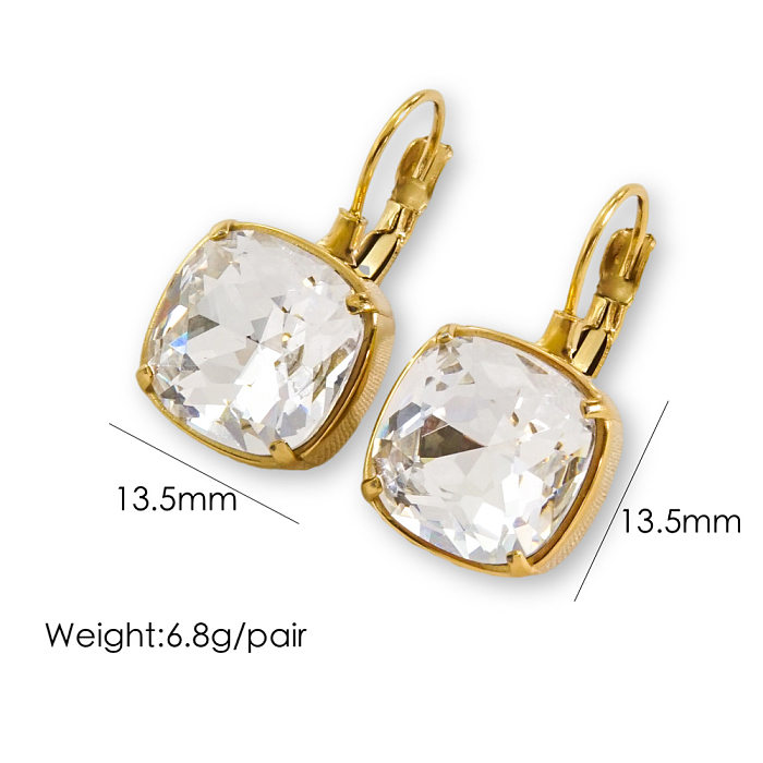 1 Pair Retro Roman Style Geometric Plating Inlay Stainless Steel  Zircon 14K Gold Plated Drop Earrings