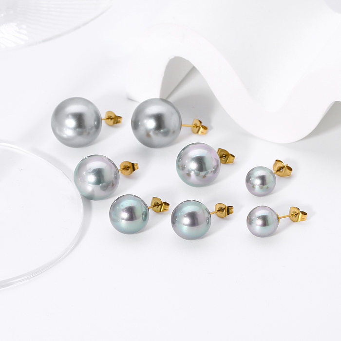 1 Pair Simple Style Ball Plating Stainless Steel  Ear Studs