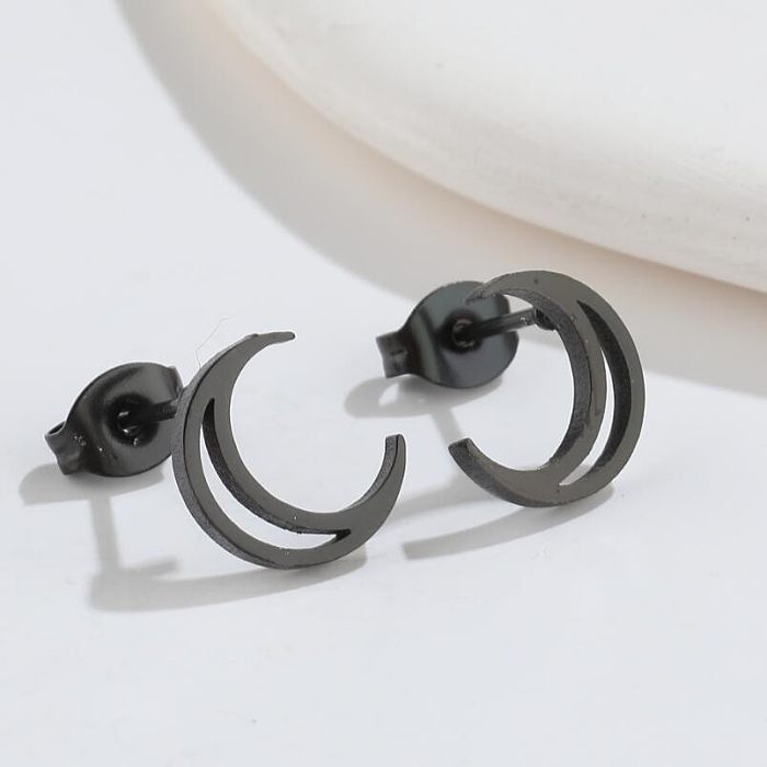 1 paire de clous d'oreilles plaqués en acier inoxydable, en forme de cœur, à la mode