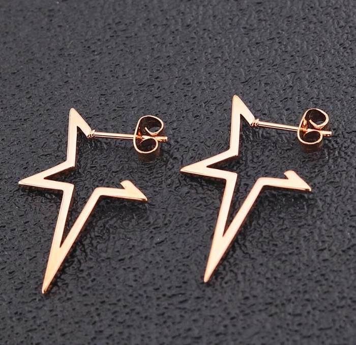 Fashion Star Stainless Steel  Star Hollow Out Drop Earrings 1 Pair
