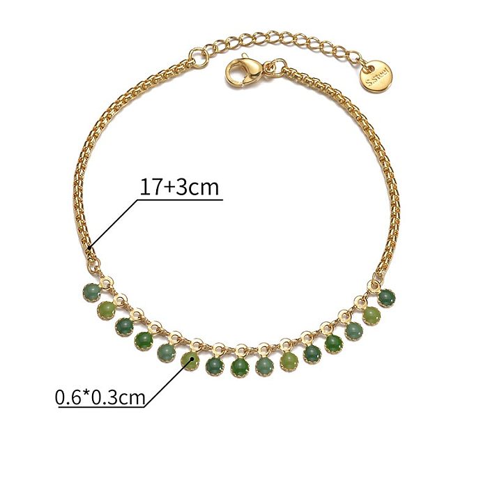 1 Piece Simple Style Round Stainless Steel Enamel Plating Bracelets