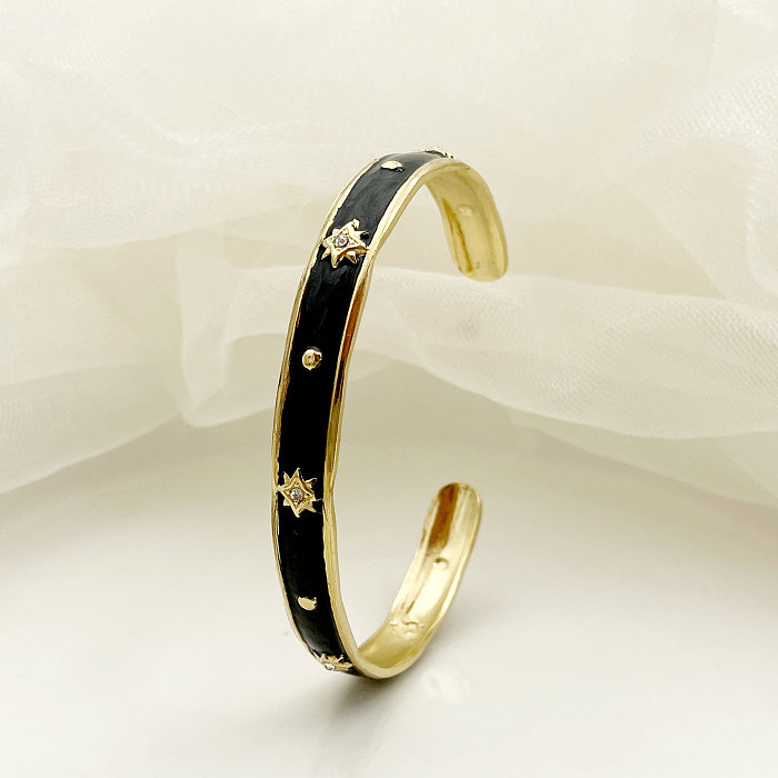 Bracelet plaqué or avec incrustation de placage d'émail en acier inoxydable étoile de trajet décontracté