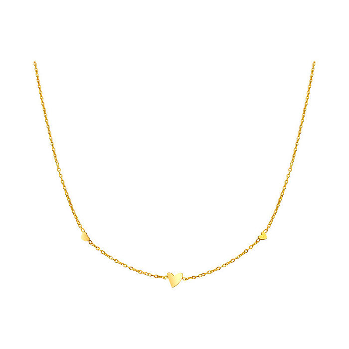 Süße, schlichte, herzförmige Halskette mit Edelstahlbeschichtung und 18-Karat-Vergoldung