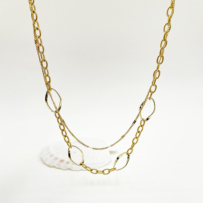 Modern Style Simple Style Classic Style Geometric Stainless Steel  Polishing Plating Gold Plated Layered Necklaces