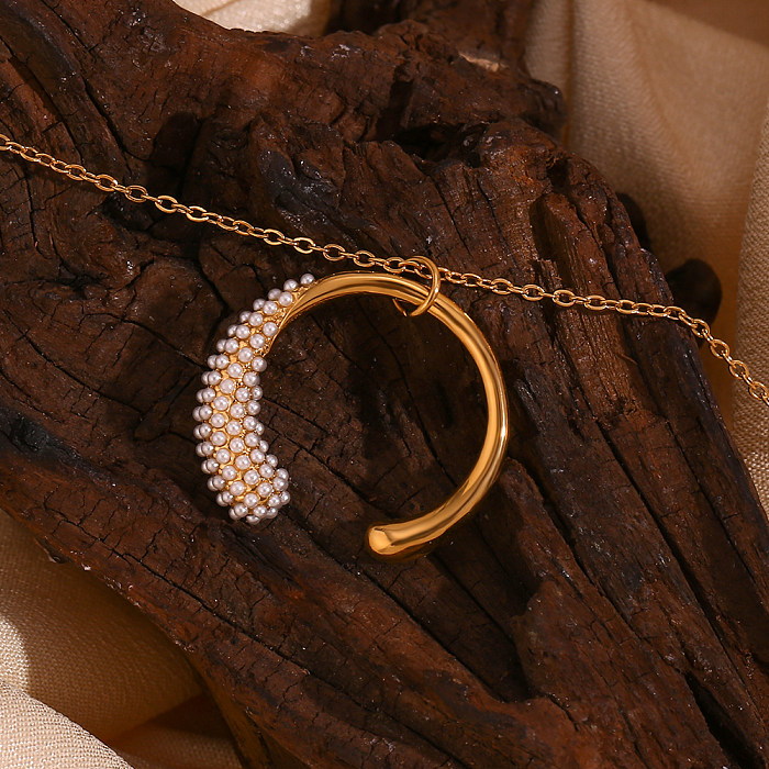 Collier avec pendentif plaqué or 18 carats, style vintage basique, couleur unie, style classique