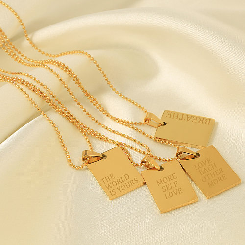 1 Piece Retro Letter Square Stainless Steel Plating Pendant Necklace