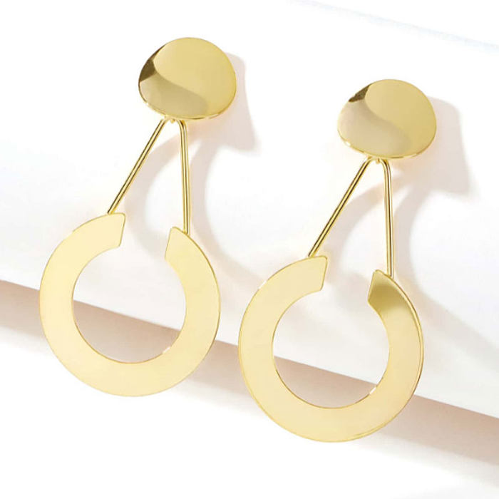 Boucles d'oreilles pendantes creuses en acier inoxydable, Style Simple, 1 paire