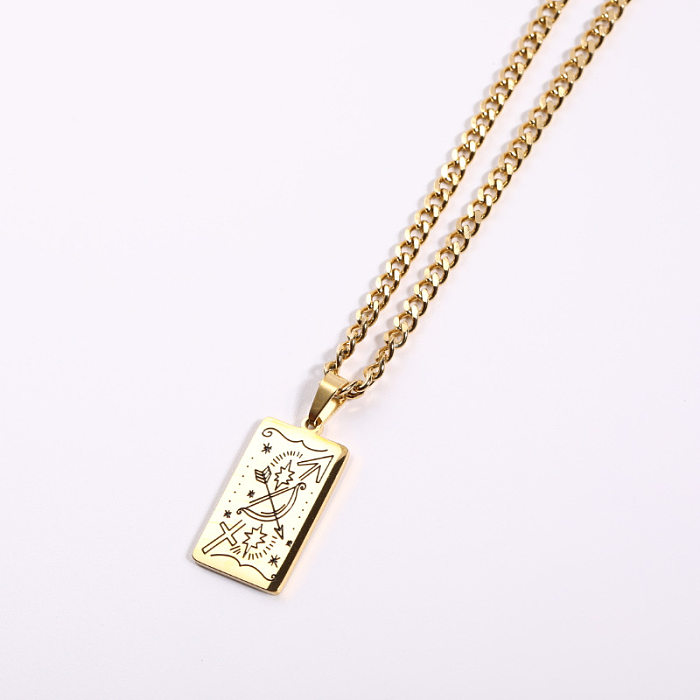 Casual Retro Punk Constellation Stainless Steel  Plating Inlay Zircon 18K Gold Plated Pendant Necklace