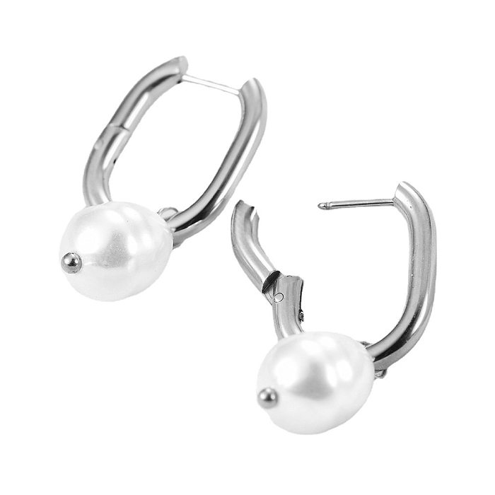 Fashion Solid Color Stainless Steel  Plating Hoop Earrings 1 Pair
