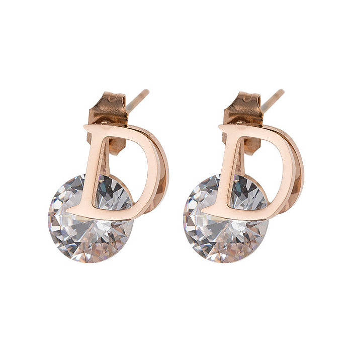 Großhandel 1 Paar schlichte geometrische Edelstahl-Ohrstecker mit künstlichen Perlen und Strasssteinen