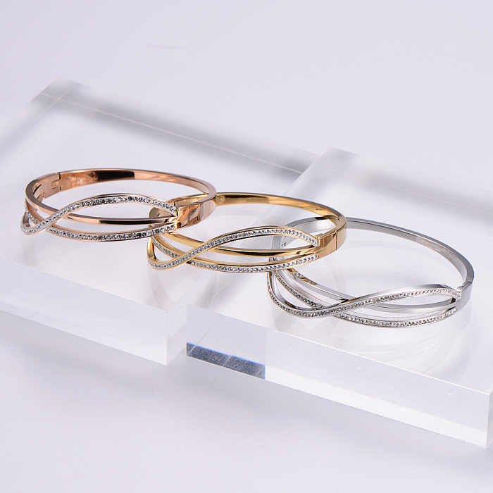 Bracelet en acier inoxydable avec diamants de personnalité coréenne, vente en gros