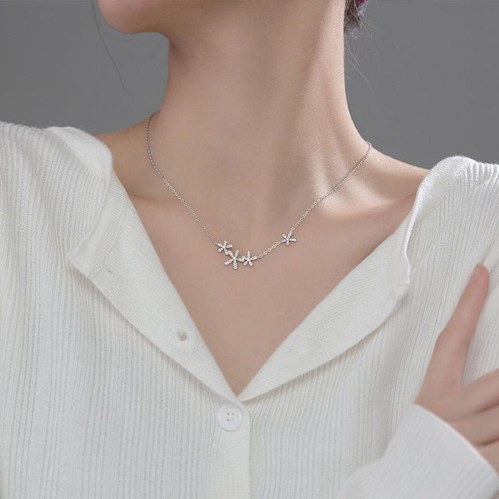 Retro Simple Style Letter Moon Heart Shape Alloy Stainless Steel Plating Inlay Acrylic Artificial Diamond Rhinestones Gold Plated Silver Plated Necklace