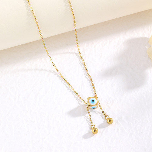 Casual Simple Style Square Eye Stainless Steel  Plating 14K Gold Plated Necklace