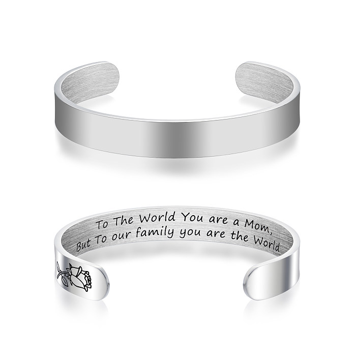 Simple Style Classic Style Letter Stainless Steel Titanium Steel Bangle In Bulk