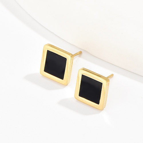 Fashion Square Stainless Steel Ear Studs Plating Inlaid Shell Shell Stainless Steel  Earrings