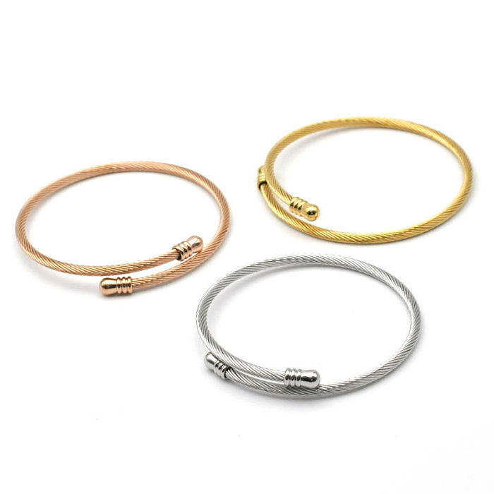 Classic Style Solid Color Stainless Steel Plating Bangle