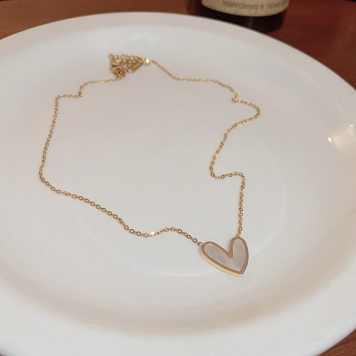 Collier avec pendentif en forme de cœur en acier inoxydable, Style Simple, placage, colliers en acier inoxydable, 1 pièce