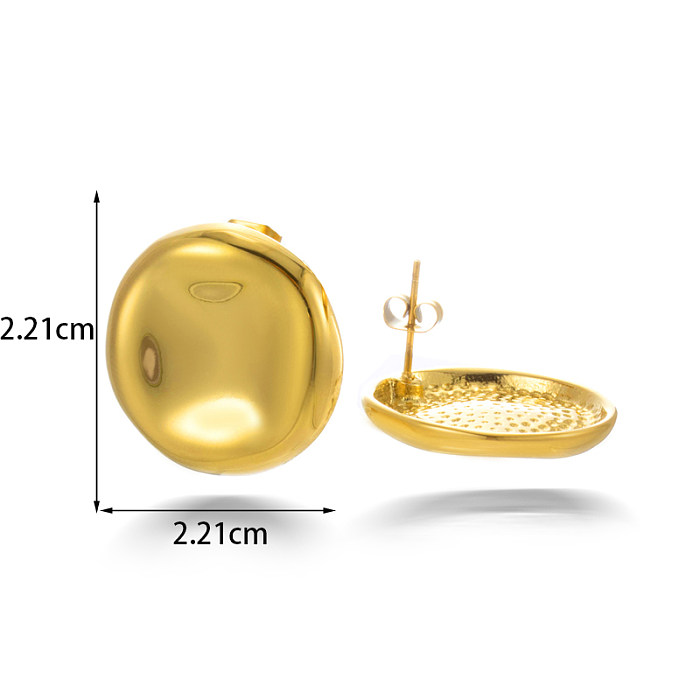 1 par de aretes chapados en oro de 18 quilates de acero inoxidable Heishi de color sólido de estilo simple