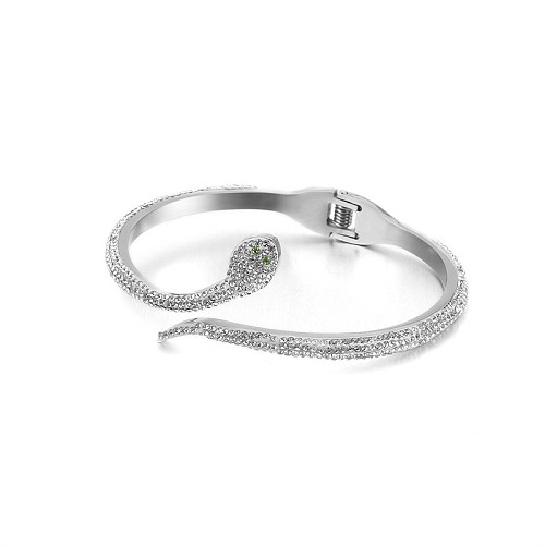 Bracelet créatif en forme de serpent en acier et titane, galvanoplastie diamant, or 18 carats, vente en gros de bijoux