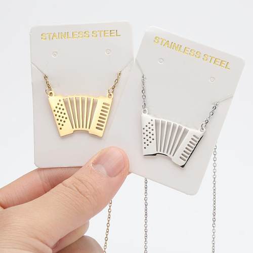 Simple Style Commute Musical Instrument Stainless Steel  Stainless Steel Plating Hollow Out Necklace