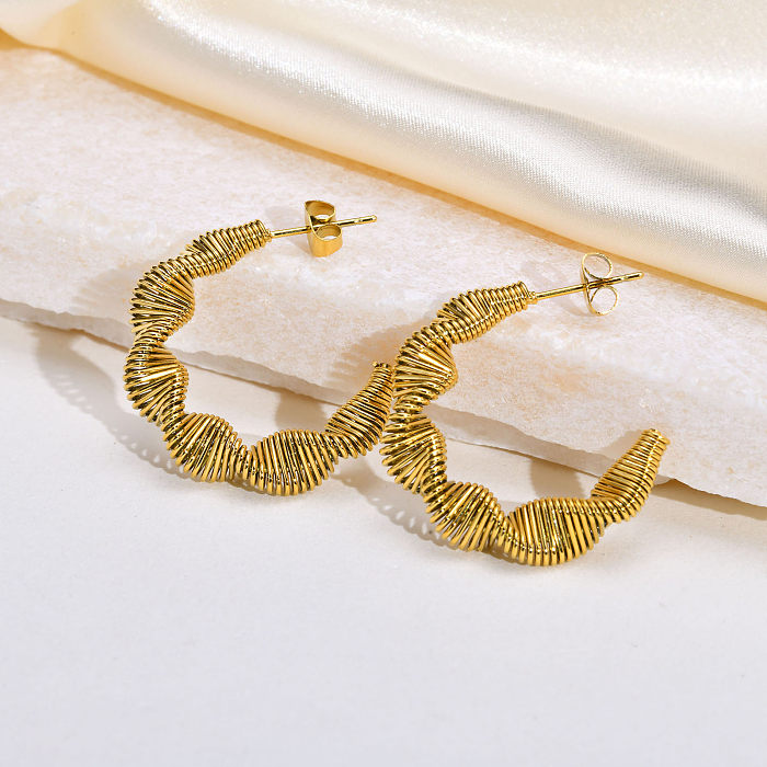 1 Pair Retro Solid Color Plating Stainless Steel  Gold Plated Ear Studs