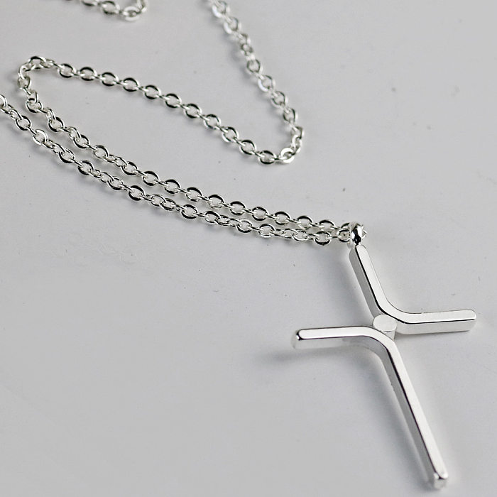 Nouveau Collier pendentif croix Simple en acier inoxydable