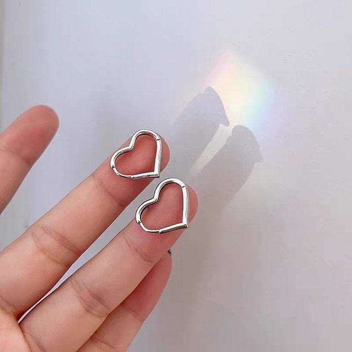 1 Pair Simple Style Heart Shape Polishing Stainless Steel  Earrings