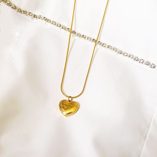 Simple Style Letter Heart Shape Stainless Steel Plating Pendant Necklace