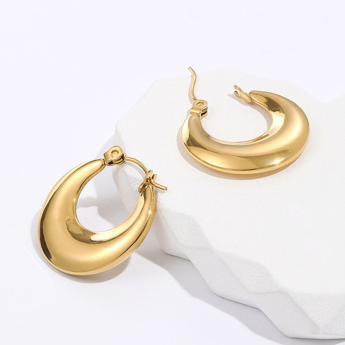 Simple Style Circle Stainless Steel  Earrings Gold Plated Stainless Steel  Earrings 1 Pair