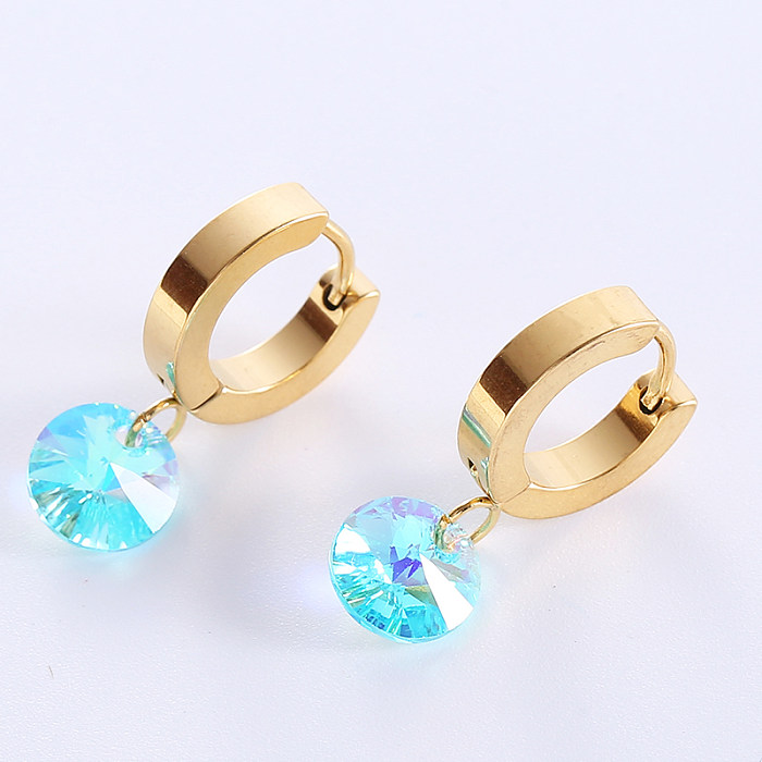 1 Pair Casual Sweet Geometric Plating Inlay Stainless Steel  Zircon 18K Gold Plated Drop Earrings