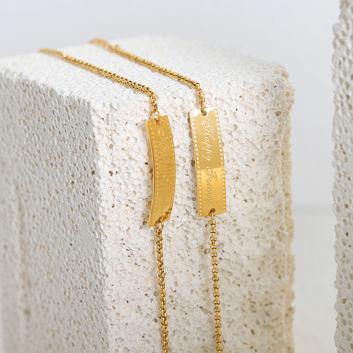 Simple Style Letter Titanium Steel Plating 18K Gold Plated Bracelets