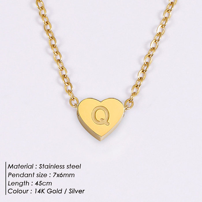 Simple Style Letter Heart Shape Stainless Steel  Stainless Steel Plating Pendant Necklace