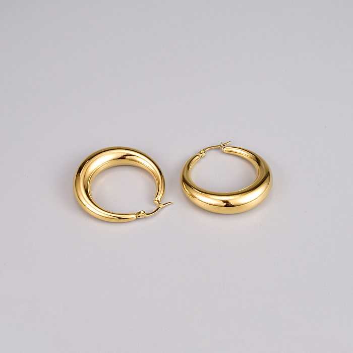 Simple Style Circle Stainless Steel Earrings Gold Plated Stainless Steel  Earrings