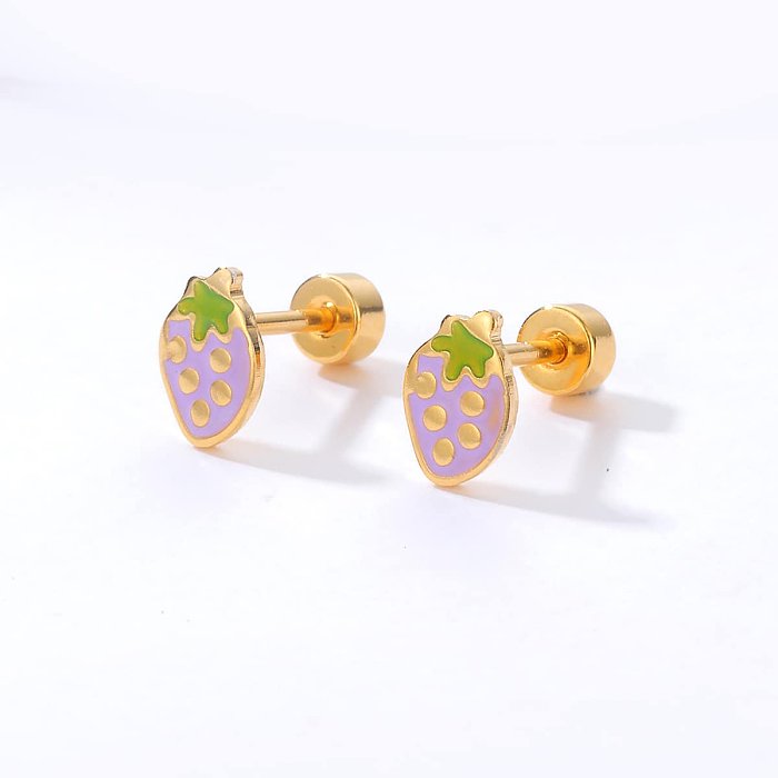 Simple Style Strawberry Stainless Steel  Ear Studs