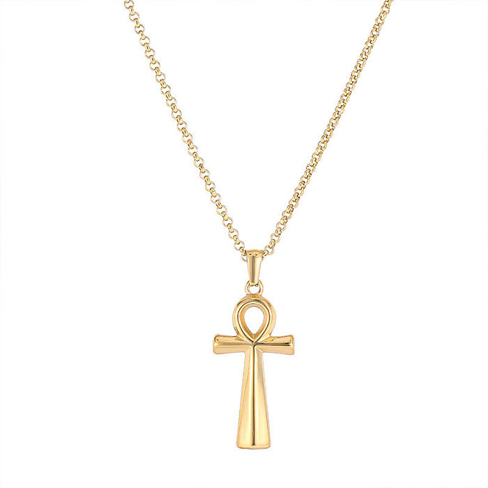 Retro Cross Stainless Steel Plating Pendant Necklace