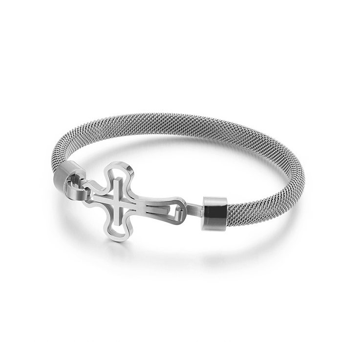 New Fashion Simple Bracelets Stainless Steel Cross Bracelet Wholesale