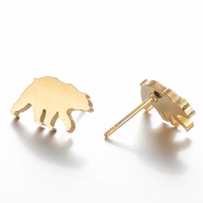 Fashion Animal Stainless Steel Hollow Out Ear Studs 1 Pair