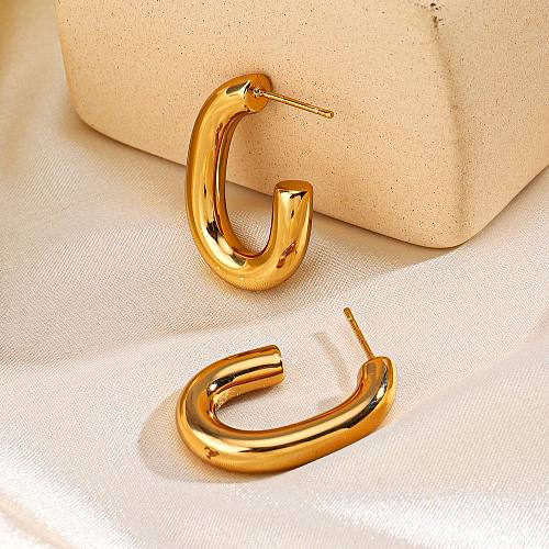 1 Pair Lady Streetwear Geometric Plating Stainless Steel  18K Gold Plated Ear Studs