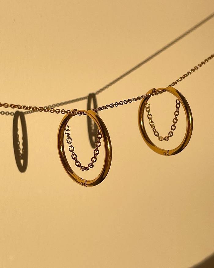 1 Pair Simple Style Solid Color Stainless Steel Plating Chain Hoop Earrings
